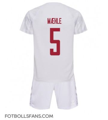 Danmark Joakim Maehle #5 Replika Bortatröja Barn VM 2022 Kortärmad (+ Korta byxor)